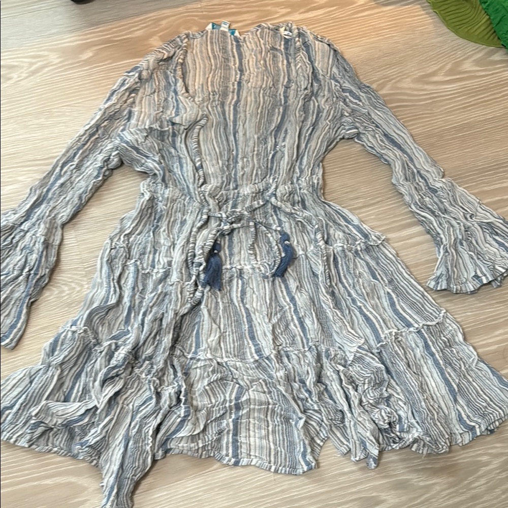 Striped Blue and White Women's coverup